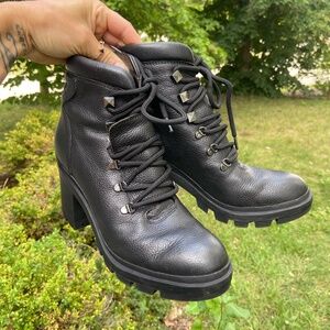 Marc Fisher Black Combat Moto Boots with Chunky Sole